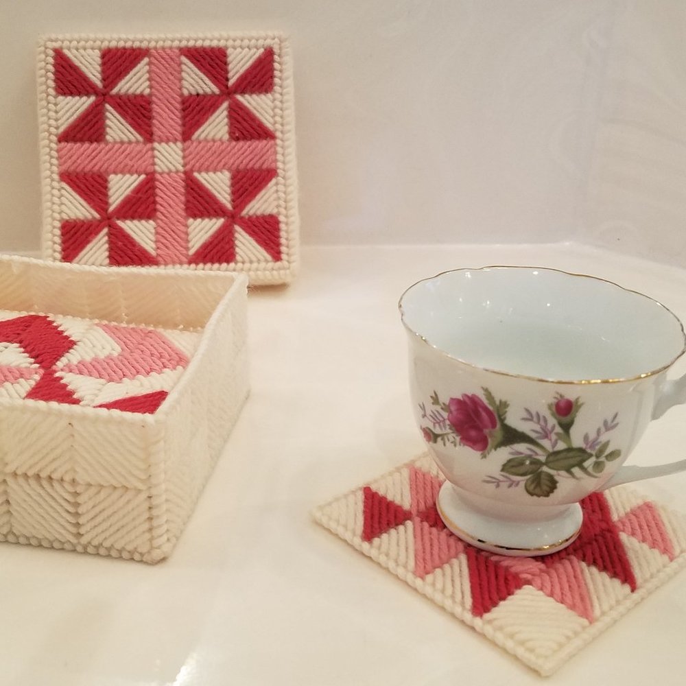 Handmade Non-Slip Drink Coasters/ Cup Pad Set